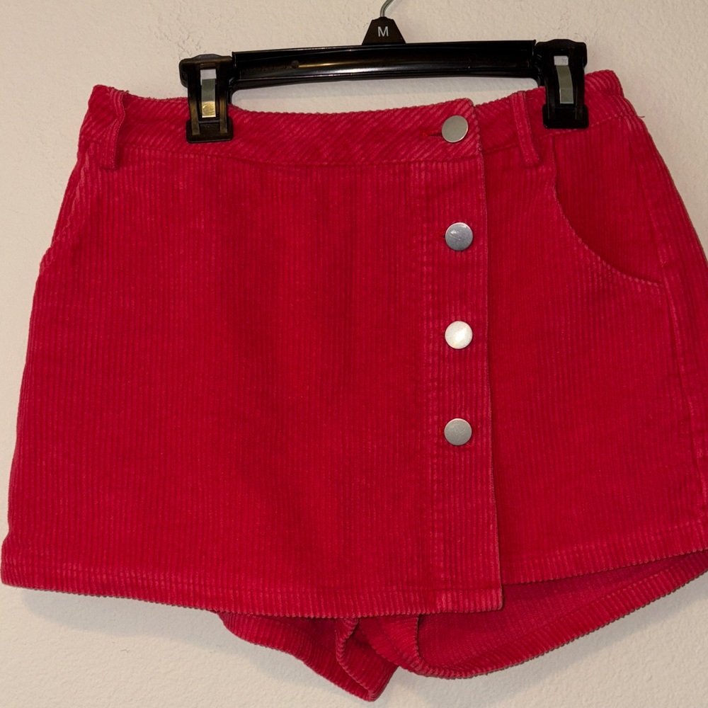 Red Corduroy Women Skort